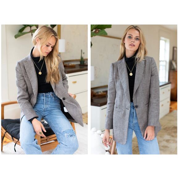 Emerson Fry Tuckernuck Dinner Jacket Blazer Brown Houndstooth Linen Buttton 4 - Picture 4 of 13